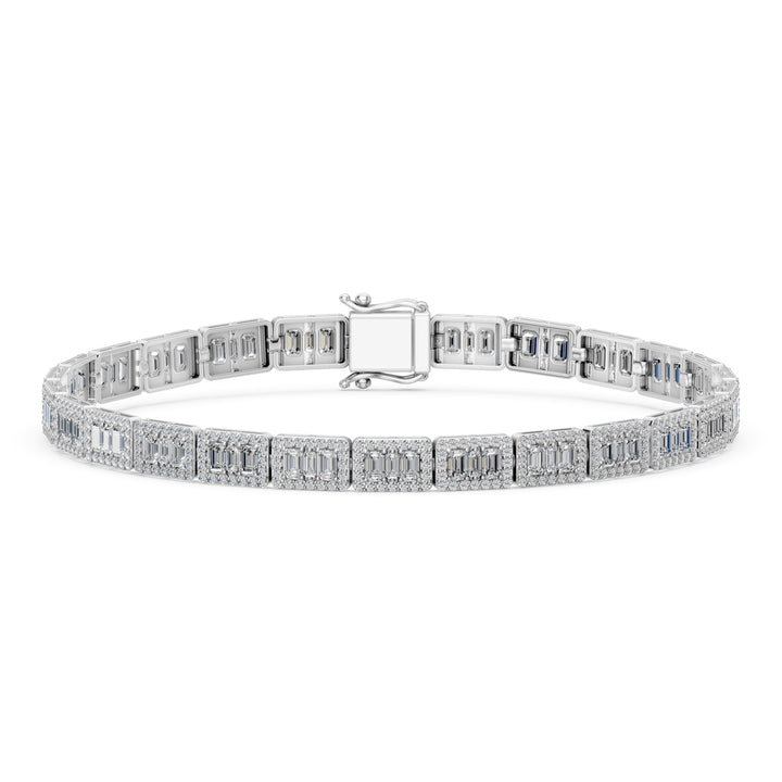 4.74 Carat Emerald Cut Diamond Tennis Bracelet VS1 D F White Gold 14k — product image