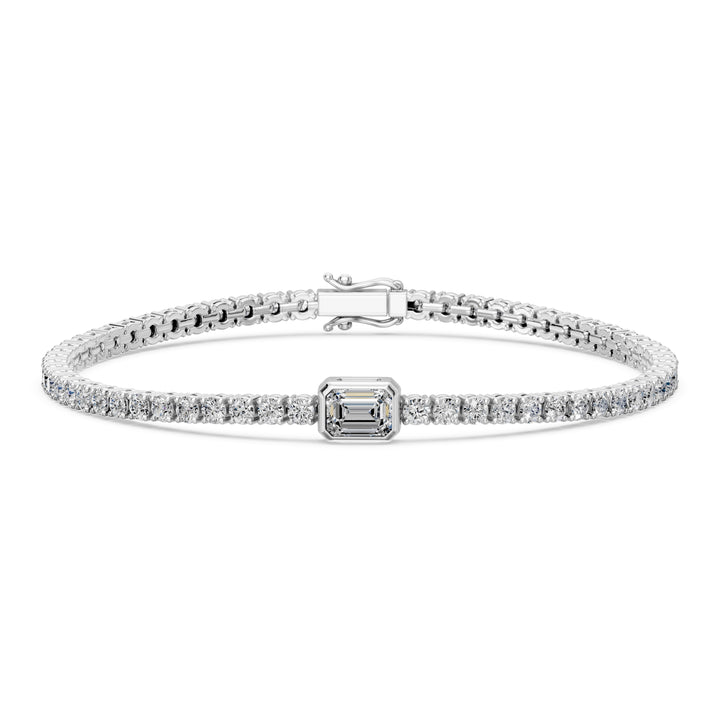 5.28 Carat Emerald Cut Diamond Tennis Bracelet VS1 D F White Gold 14k — product image
