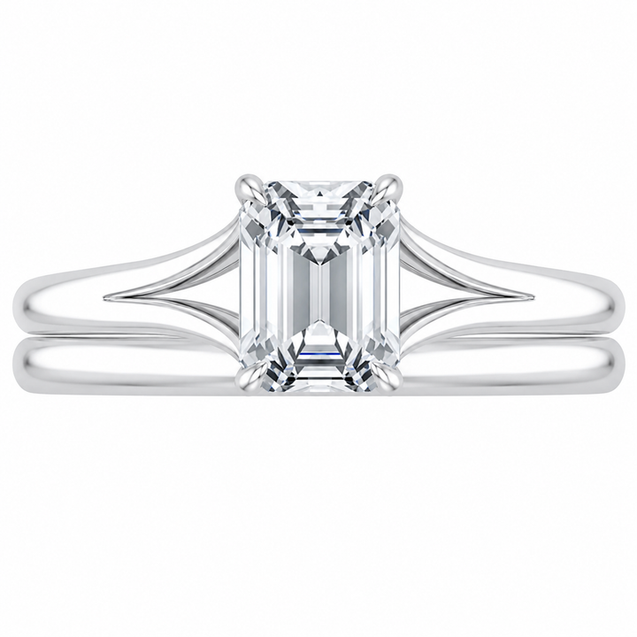 1.75 CT Reverie Lab-Grown Diamond 2PCS Bridal Set in 14K Yellow Gold – Contemporary Ribbon Solitaire Wedding Design from Diamond Studio