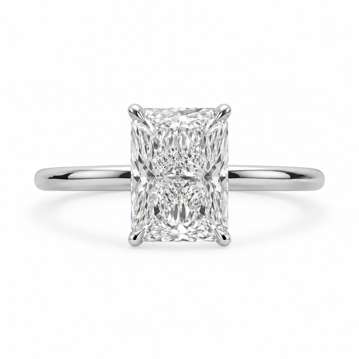 3.00 CT Radiant Cut Lab-Grown Diamond Hidden Halo Solitaire Engagement Ring in 14K White Gold – IGI Certified from Diamond Studio