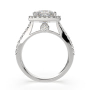3.5 Carat VS1 D Lab Grown Diamond Halo Pave Princess Ring