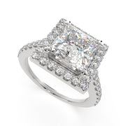 3.5 Carat VS1 D Lab Grown Diamond Halo Pave Princess Ring