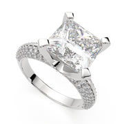 2.75 Carat VS1 D Lab Grown Diamond Pave Princess Ring