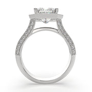 3.45 Carat VS1 D Lab Grown Diamond Halo Pave Princess Ring
