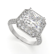 3.45 Carat VS1 D Lab Grown Diamond Halo Pave Princess Ring