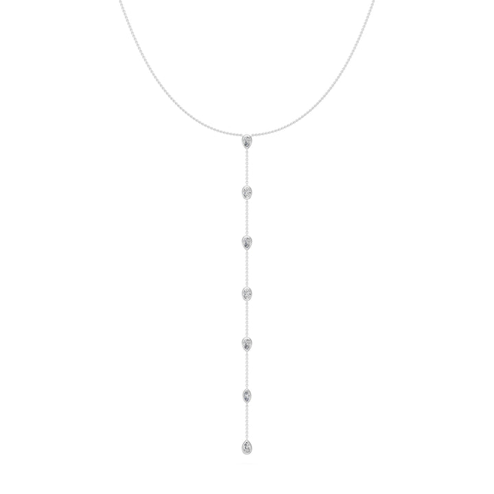 0.8 Ct Pear Oval Marquise Cut Diamond Lariat Necklace VS1 D-F White Gold 14k — product image