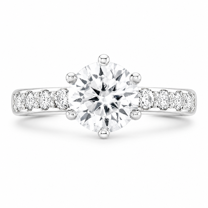 Valeria Lab Grown Round Cut Double Claw Pave Diamond Engagement Ring