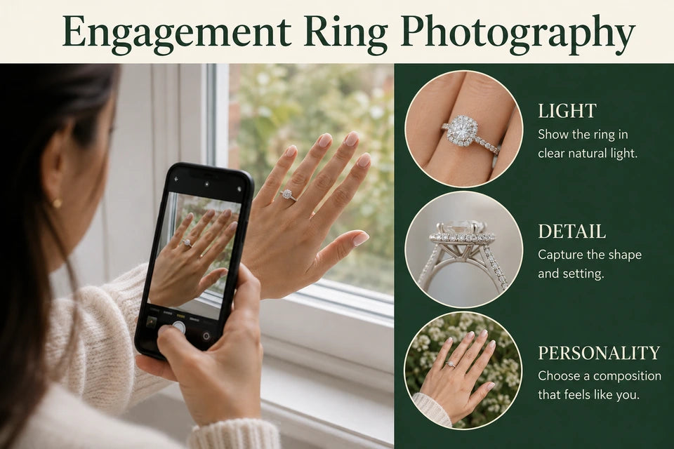 Most Likes Engagement Rings On Instagram: Show the ring in clear natural light. Capture the shape and setting.