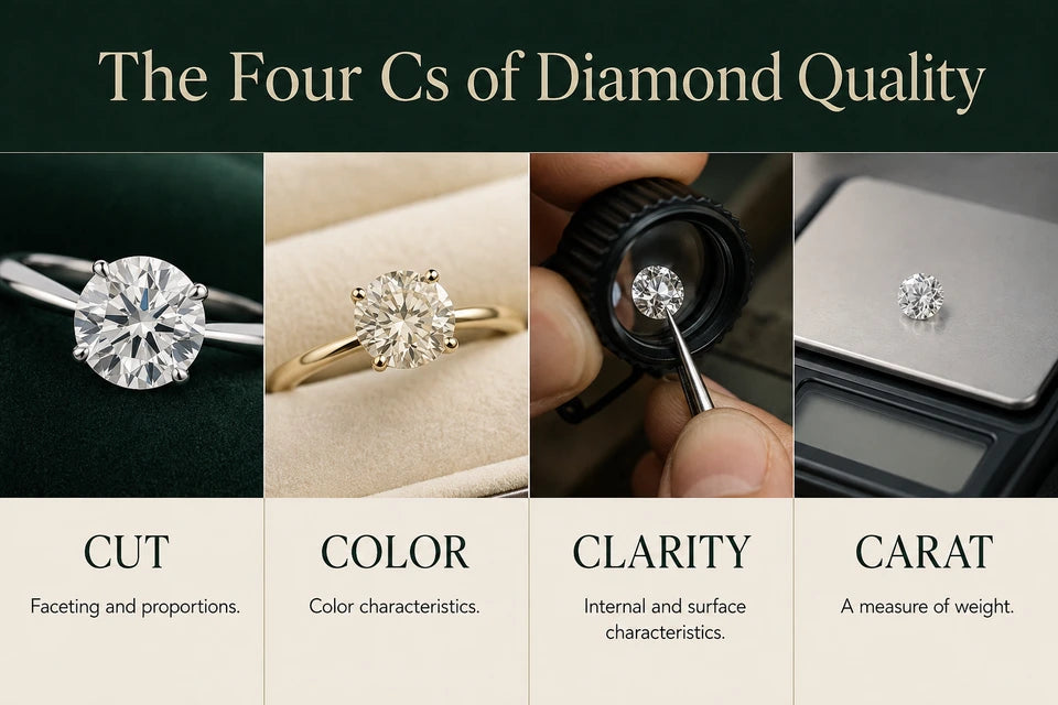 The Anatomy of a Lab-grown Diamond - Understanding the 4Cs Guide for Lab-grown Jewelry Buyers: Faceting and proportions. Color characteristics.
