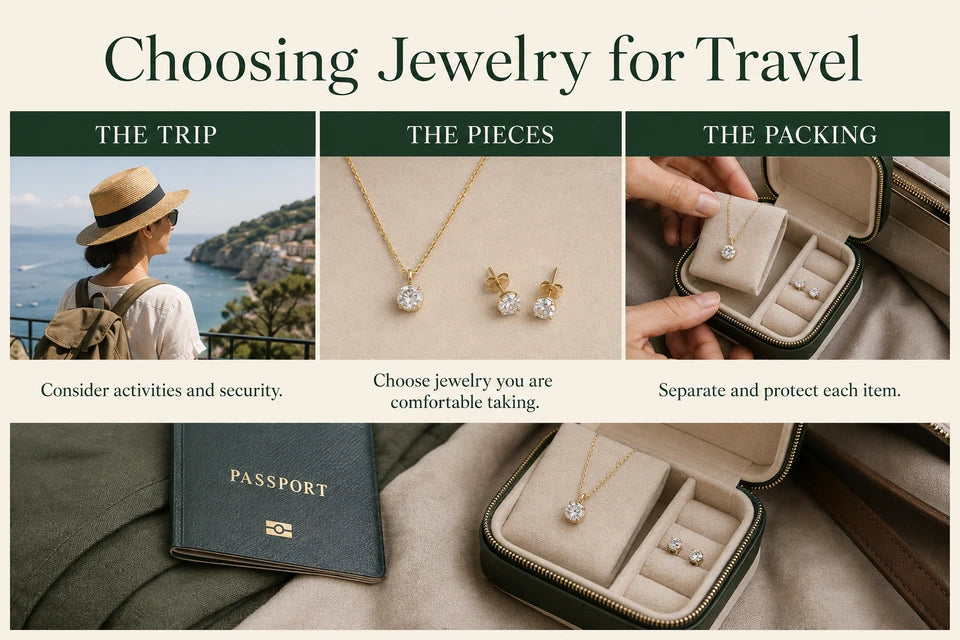 Travel Jewelry Vs. Everyday Fine Jewelry - Why Lab-grown Diamonds Are Replacing Replicas - A Jeweler’s Comparison: Consider activities and security. Choose jewelry you are comfortable taking.