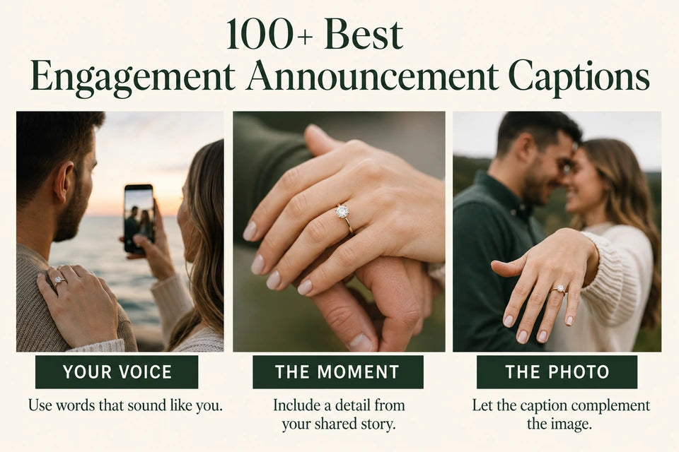 100+ Best Engagement Announcement Captions: Use words that sound like you. Include a detail from your shared story.
