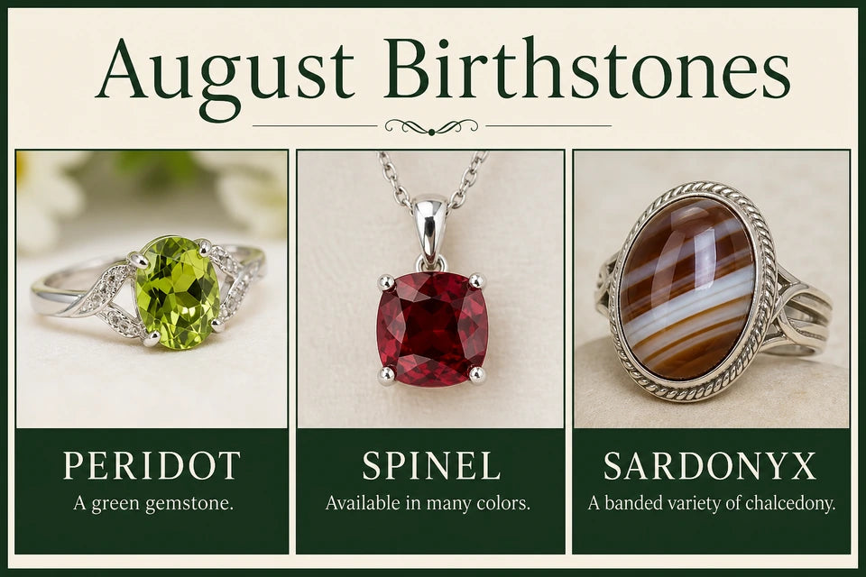August Birthstone Guide: A green gemstone. Available in many colors.