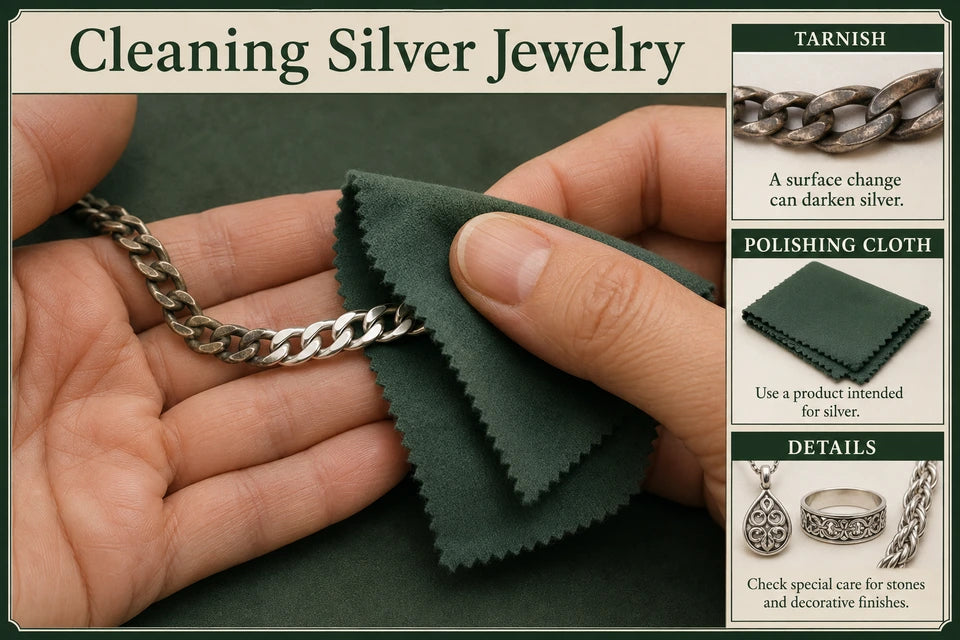 How to Clean Silver Jewelry: A surface change can darken silver. Use a product intended for silver.