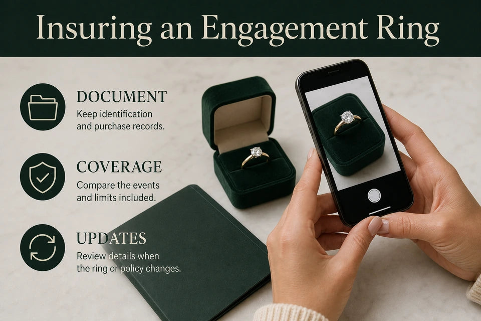 How to Insure Your Engagement Ring: Keep identification and purchase records. Compare the events and limits included.