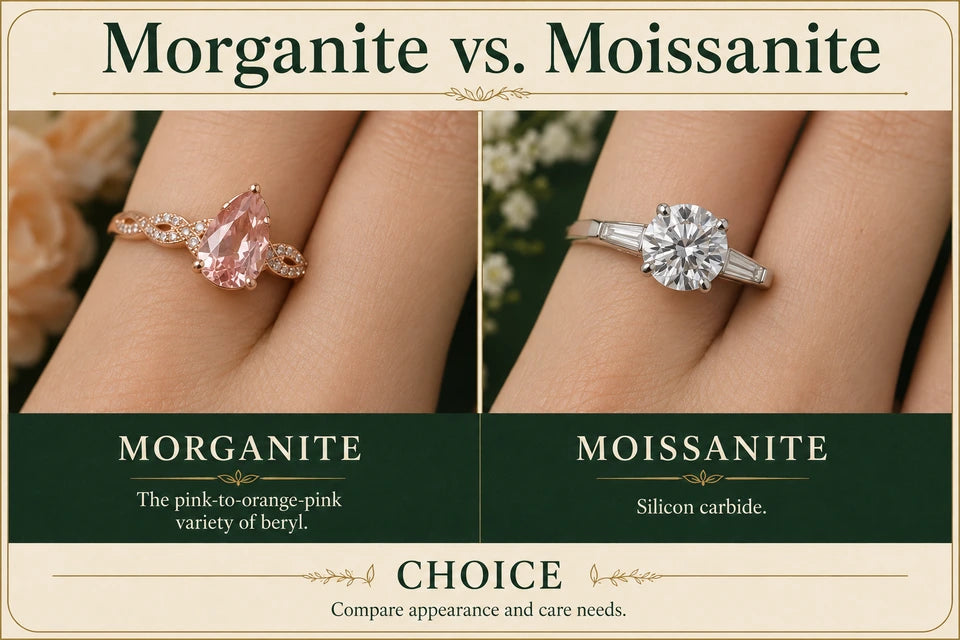 Morganite vs. Moissanite: Morganite vs. Moissanite The pink-to-orange-pink variety of beryl.