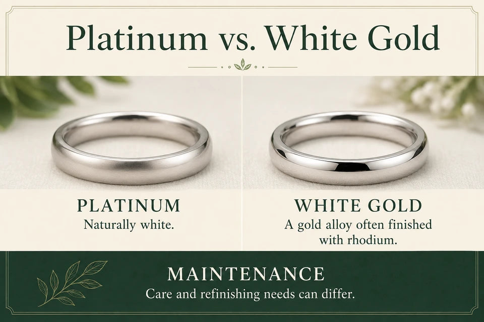 Platinum vs. White Gold: Platinum vs. White Gold Naturally white.