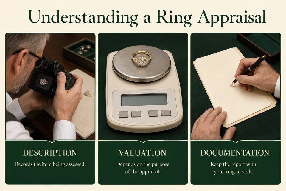 Ring Appraisal 101: Records the item being assessed. Depends on the purpose of the appraisal.