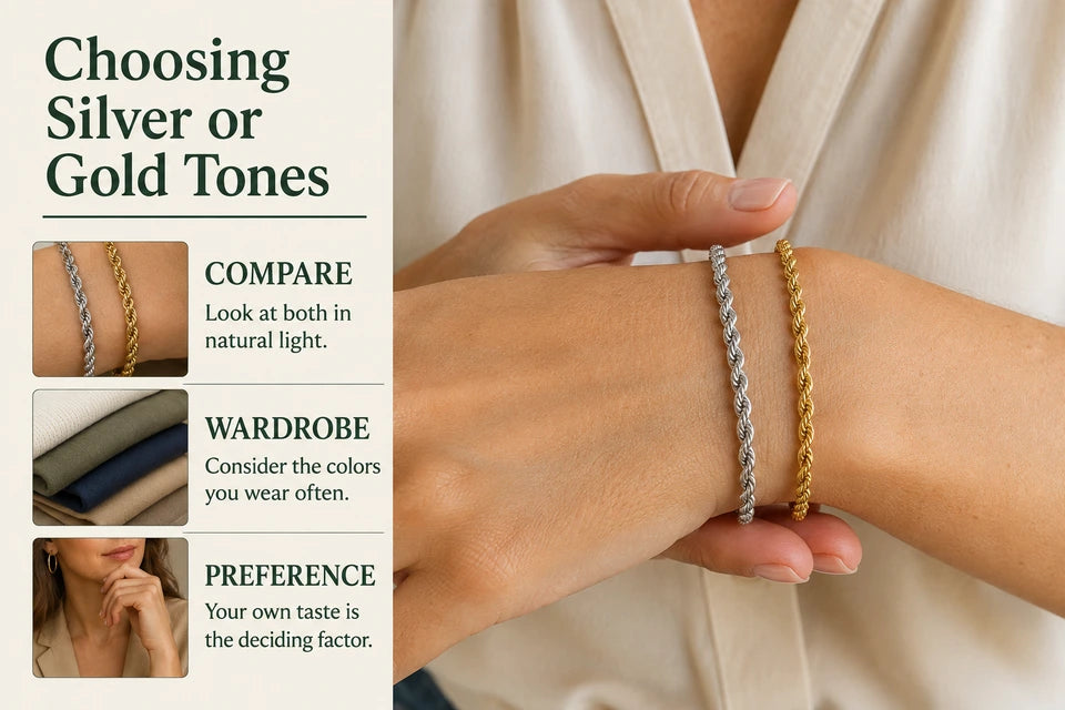 Silver or Gold Jewelry Test: Look at both in natural light. Consider the colors you wear often.