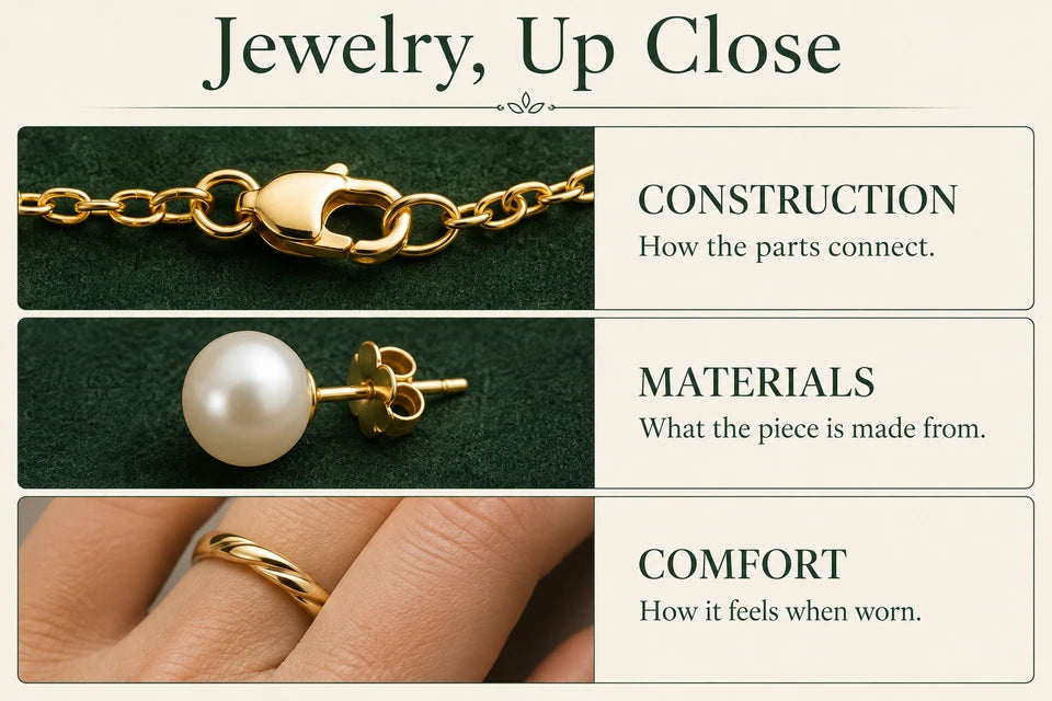Jewelry Guides: How the parts connect. What the piece is made from.