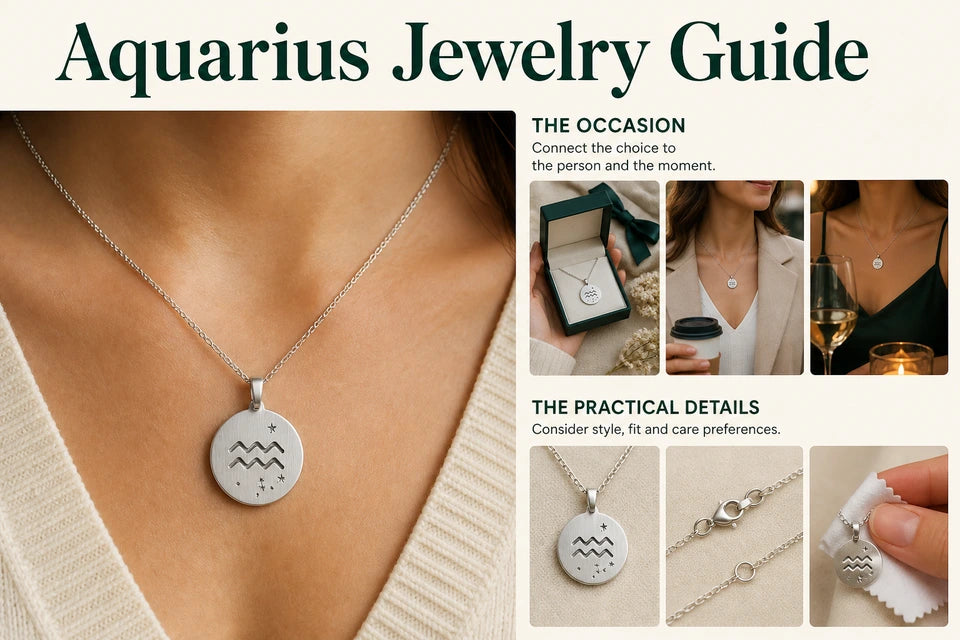 Aquarius Jewelry Guide: Connect the choice to the person and the moment. Consider style, fit and care preferences.