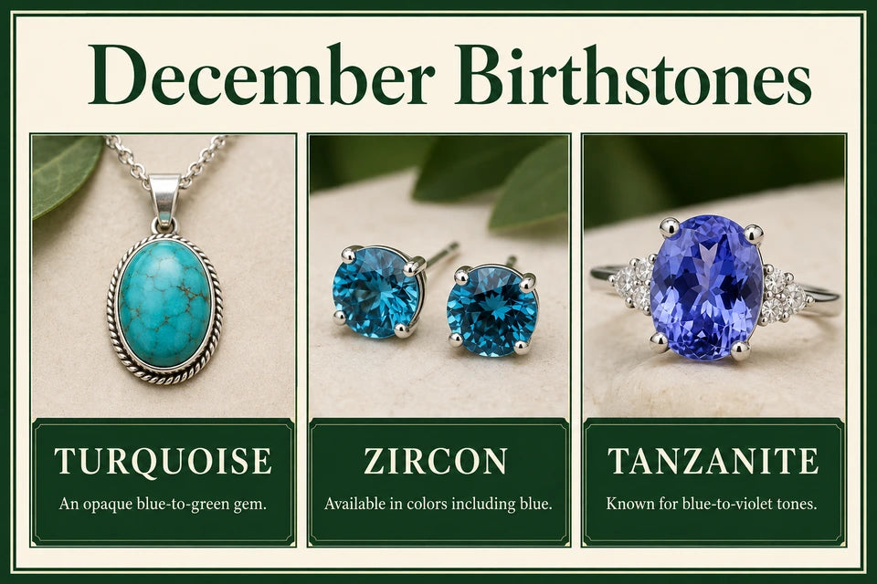December Birthstone Guide: An opaque blue-to-green gem. Available in colors including blue.