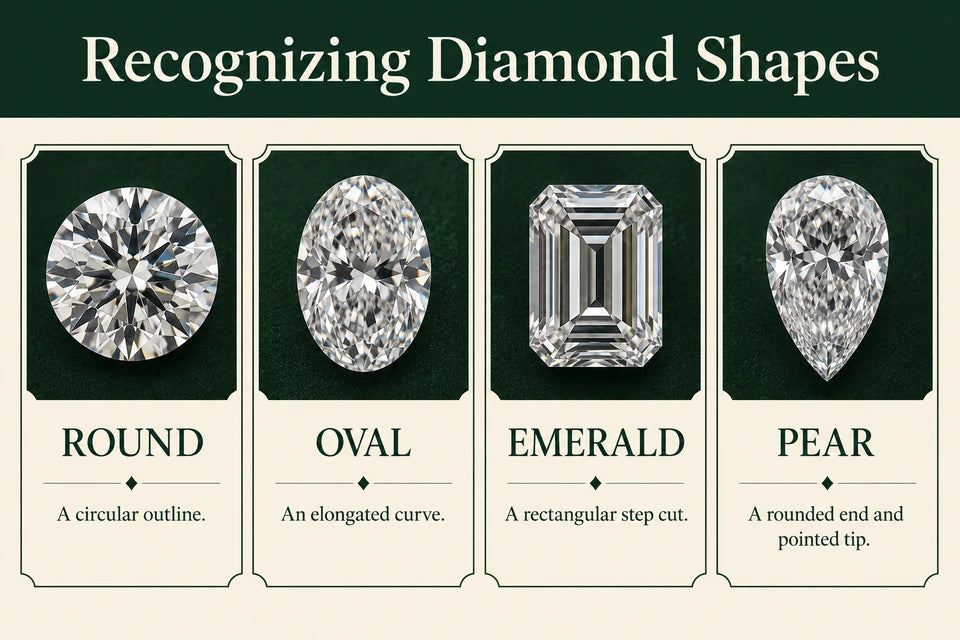 Diamond Shape Guide: A circular outline. An elongated curve.