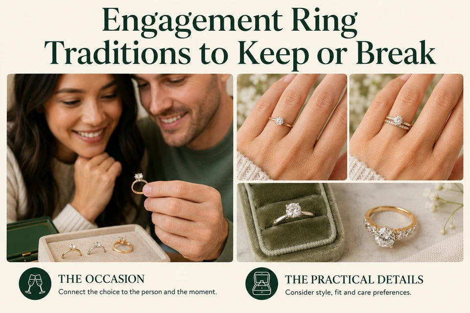 Engagement Ring Traditions to Keep or Break: Connect the choice to the person and the moment. Consider style, fit and care preferences.