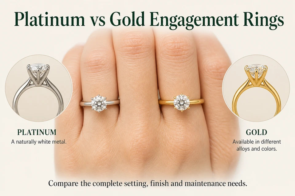 Platinum vs Gold Engagement Rings: A naturally white metal. Available in different alloys and colors.