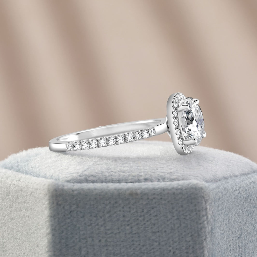 Emma 1.78 ct Lab Grown Round Cut Halo Pave Diamond Engagement Ring