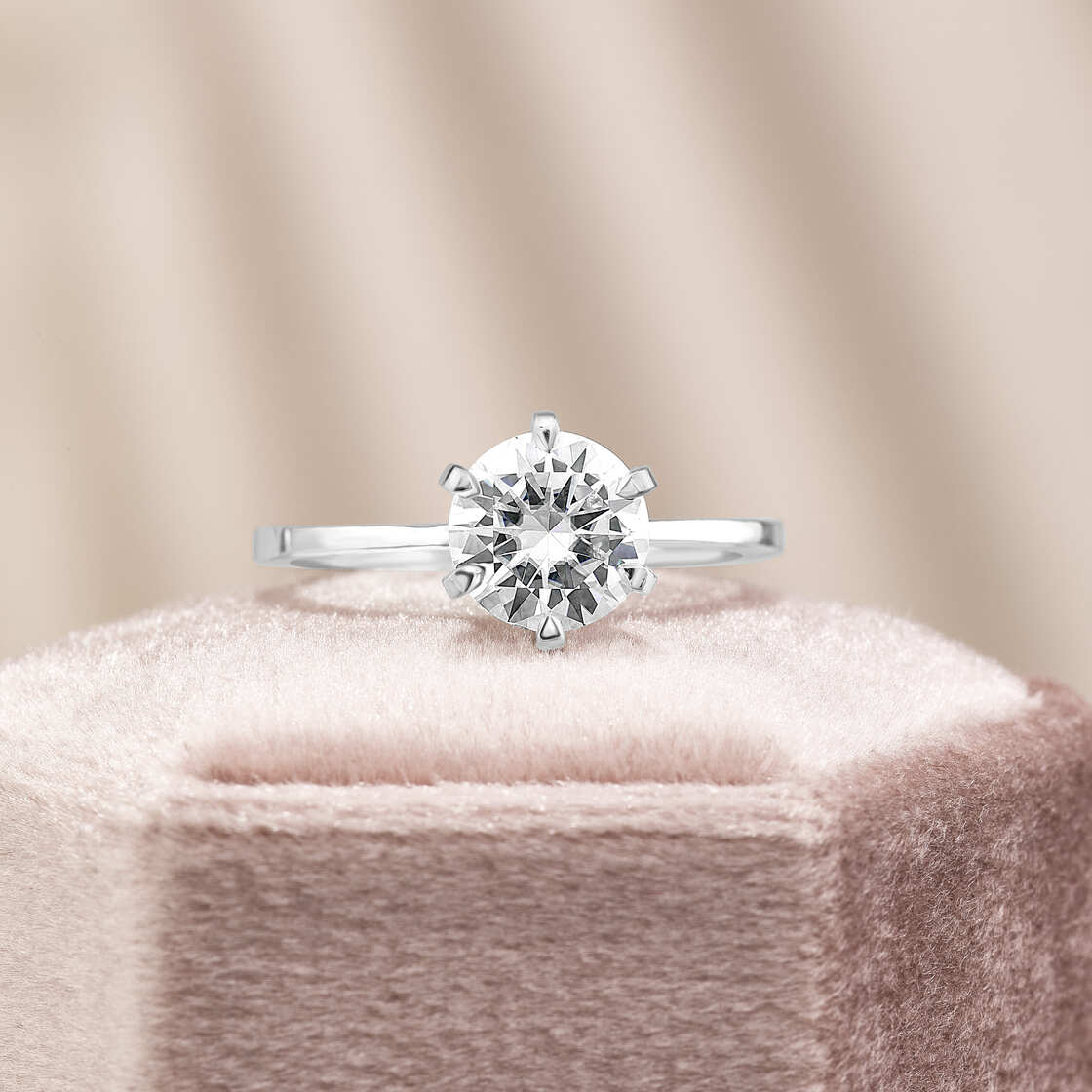 Olivia 2 ct Lab Grown Round Cut Classic 6 Prong Diamond Engagement Ring
