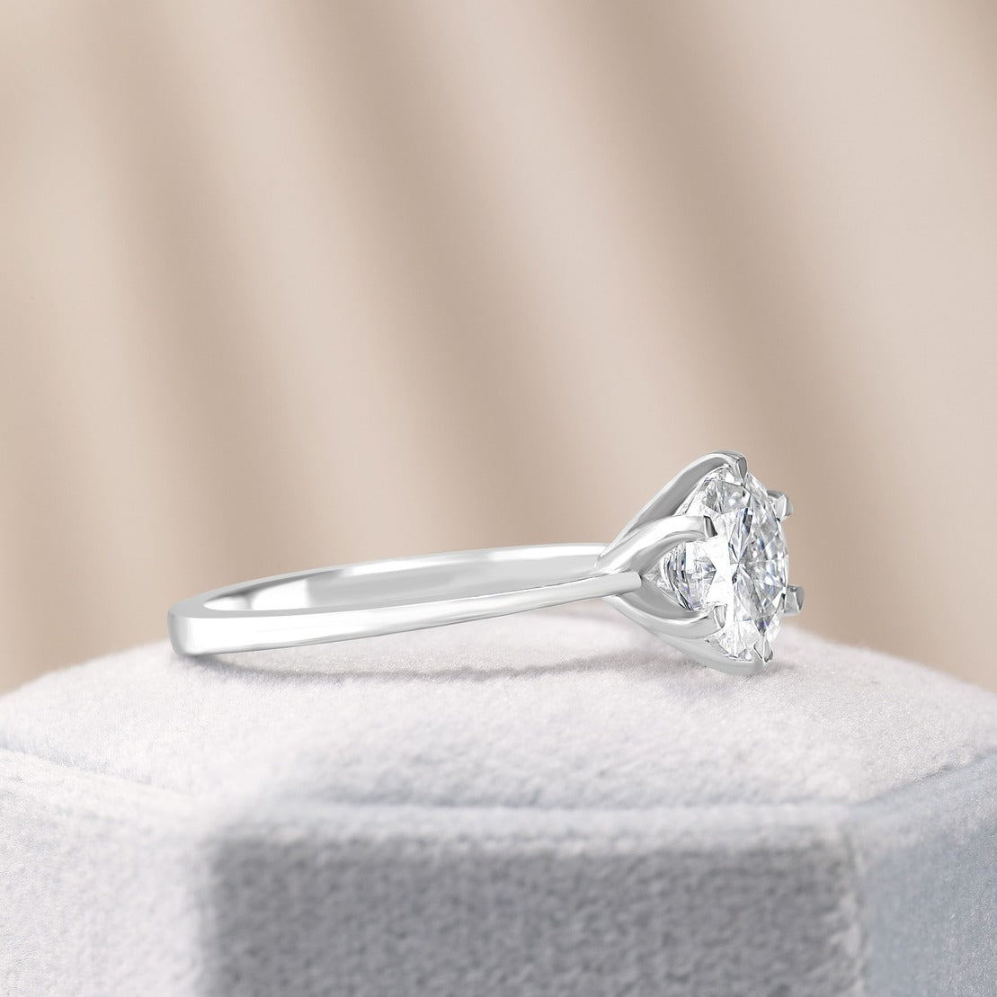 Olivia 1 ct Lab Grown Round Cut Classic 6 Prong Diamond Engagement Ring