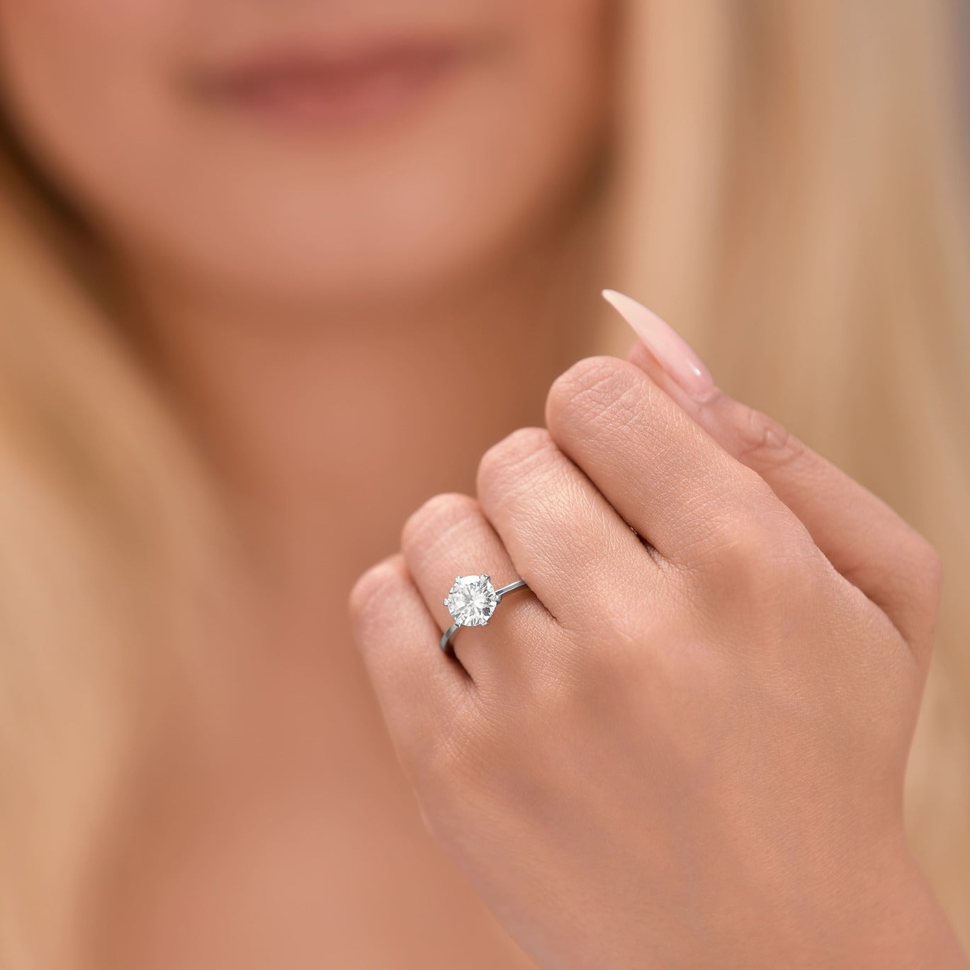 Olivia 2 ct Lab Grown Round Cut Classic 6 Prong Diamond Engagement Ring