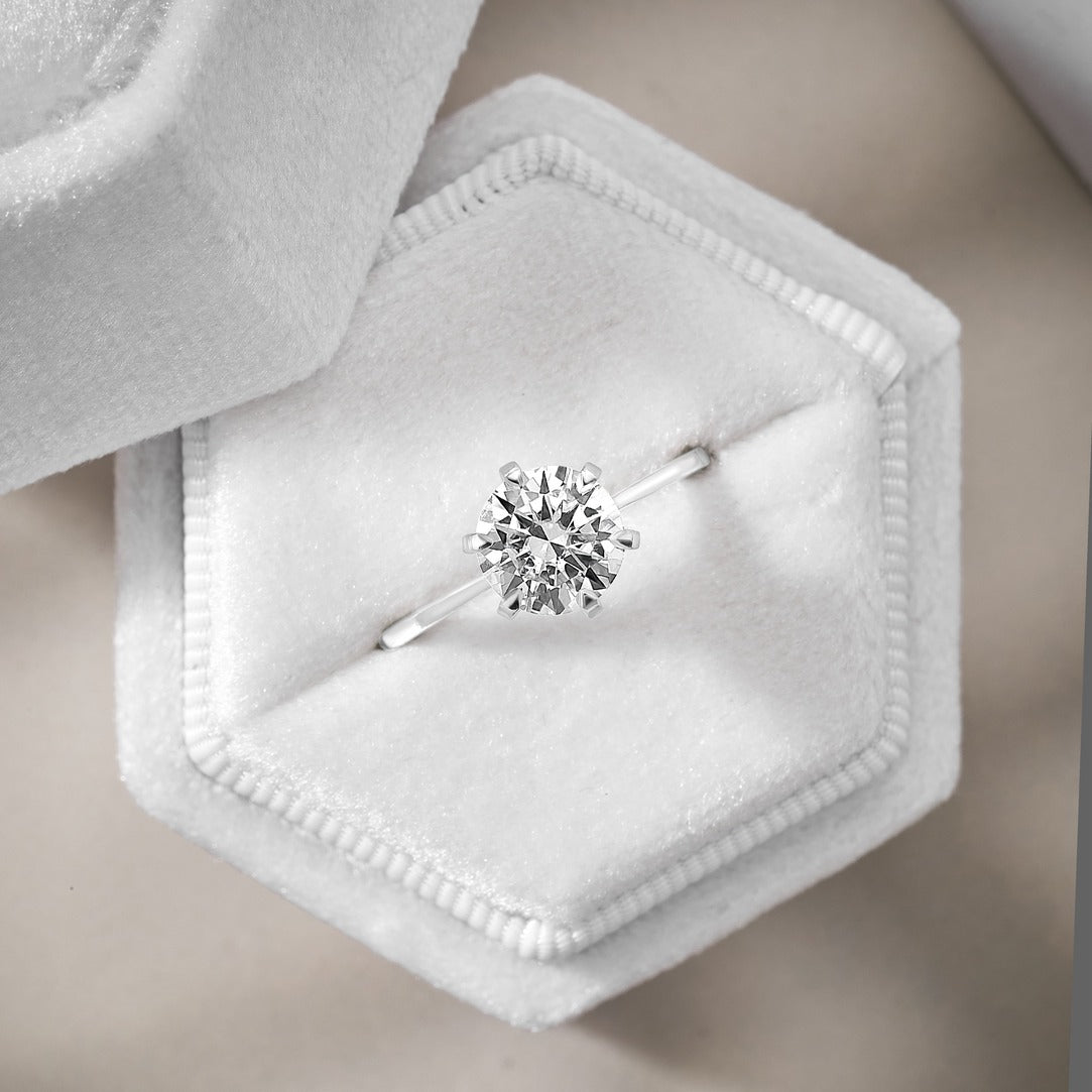 Olivia 2 ct Lab Grown Round Cut Classic 6 Prong Diamond Engagement Ring