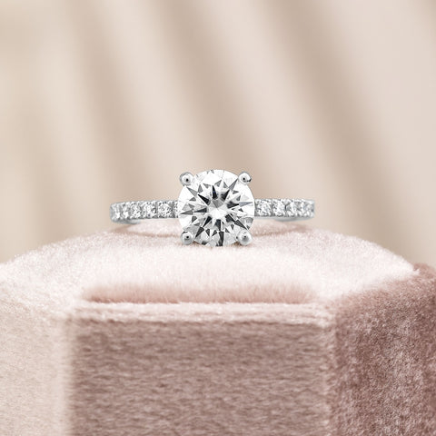 Sophia 1.7 ct Lab Grown Round Cut Classic Pave Diamond Engagement Ring