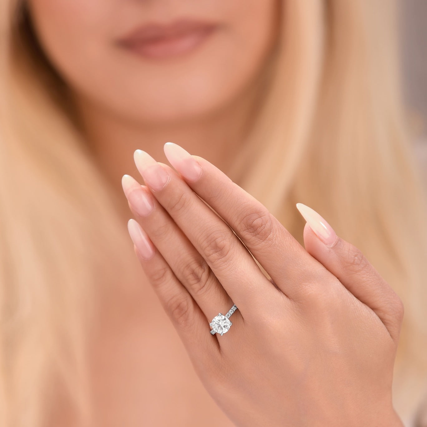 Sophia 2.2 ct Lab Grown Round Cut Classic Pave Diamond Engagement Ring
