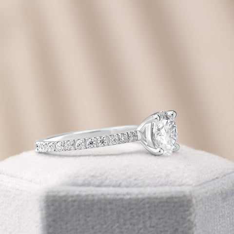 Sophia 1.7 ct Lab Grown Round Cut Classic Pave Diamond Engagement Ring