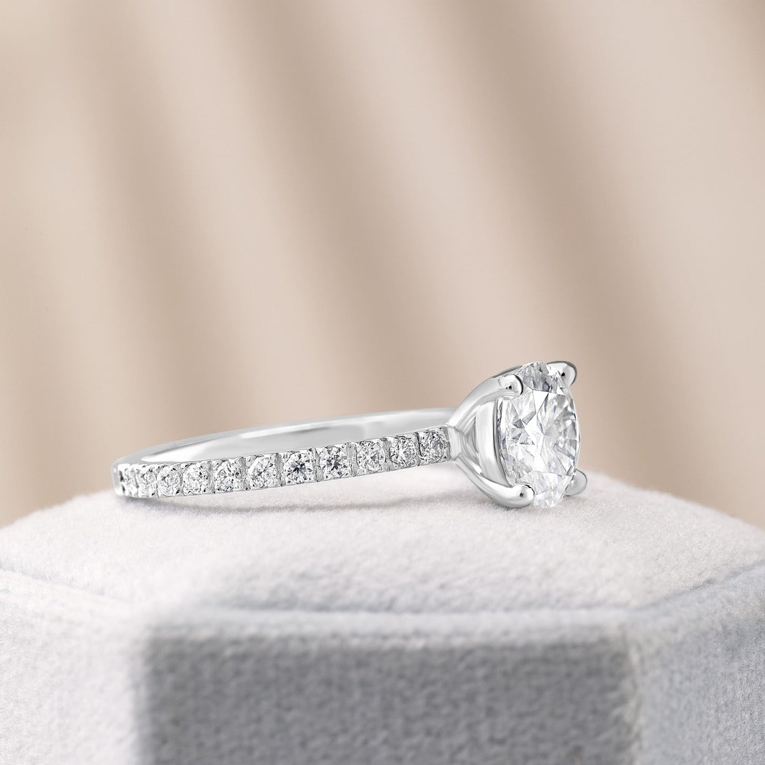Sophia 1.7 ct Lab Grown Round Cut Classic Pave Diamond Engagement Ring