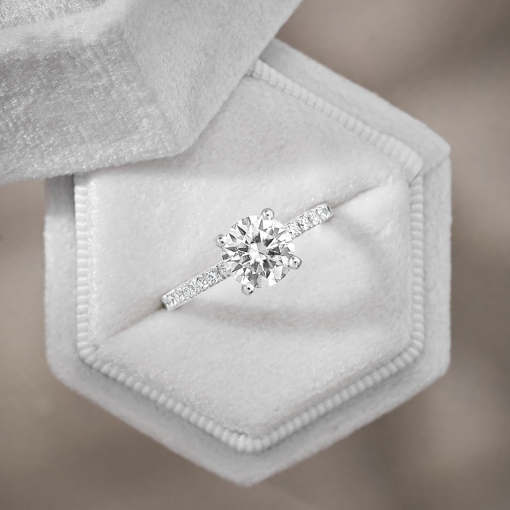 Sophia 1.7 ct Lab Grown Round Cut Classic Pave Diamond Engagement Ring