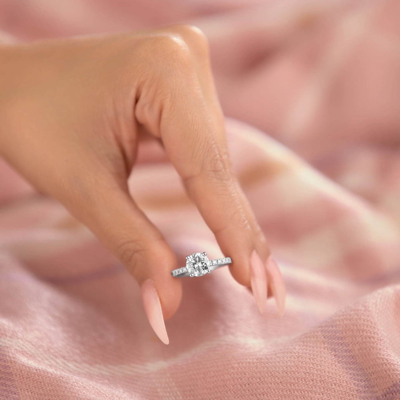 Sophia 2.2 ct Lab Grown Round Cut Classic Pave Diamond Engagement Ring