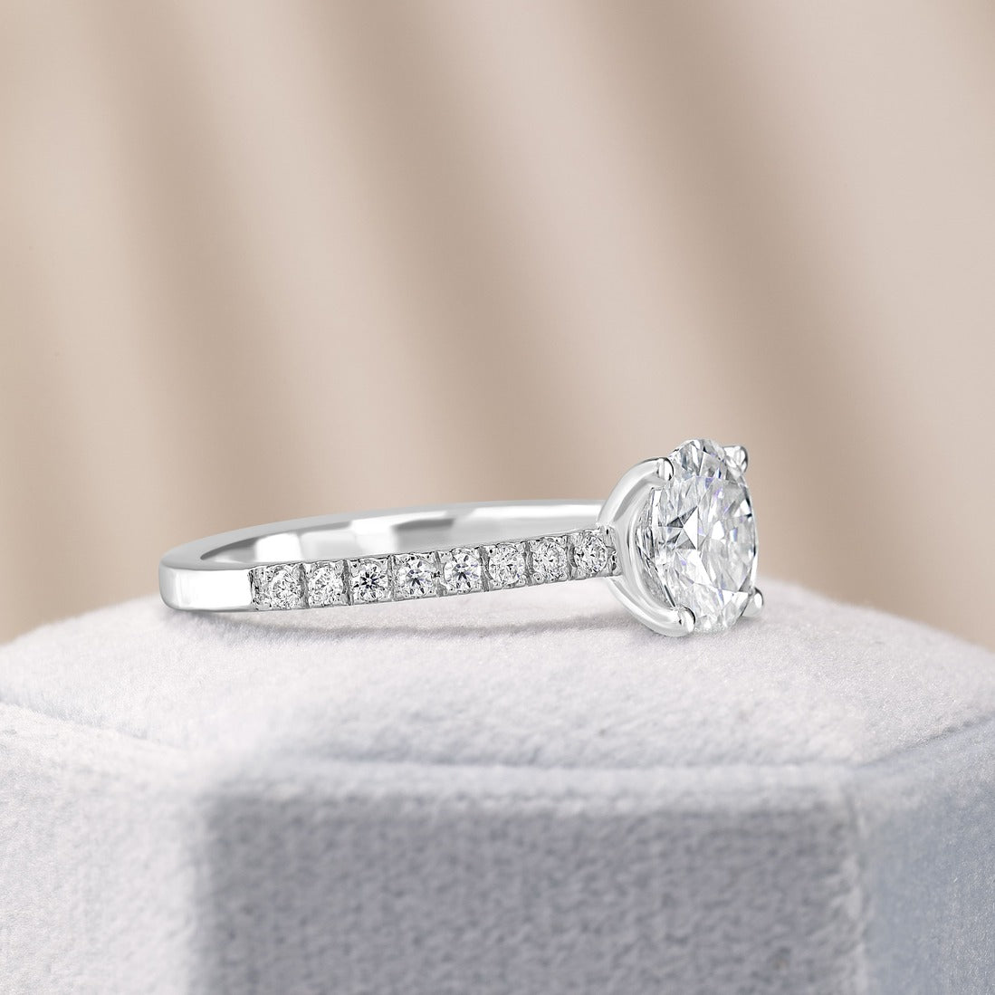 Ava 3.4 ct Lab Grown Round Cut Pave 4 Prong Diamond Engagement Ring