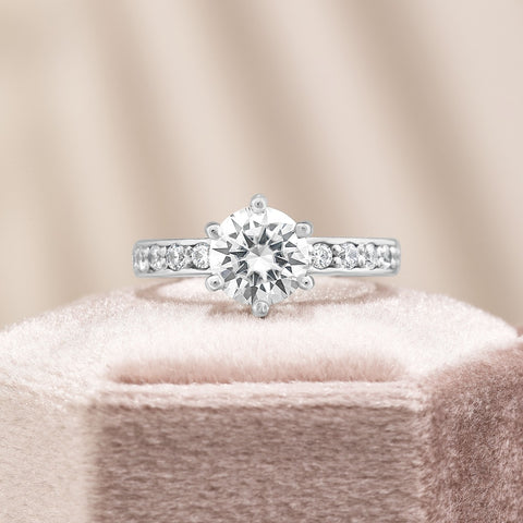 Mia 2.44 ct Lab Grown Round Cut Pave 6 Prong Diamond Engagement Ring