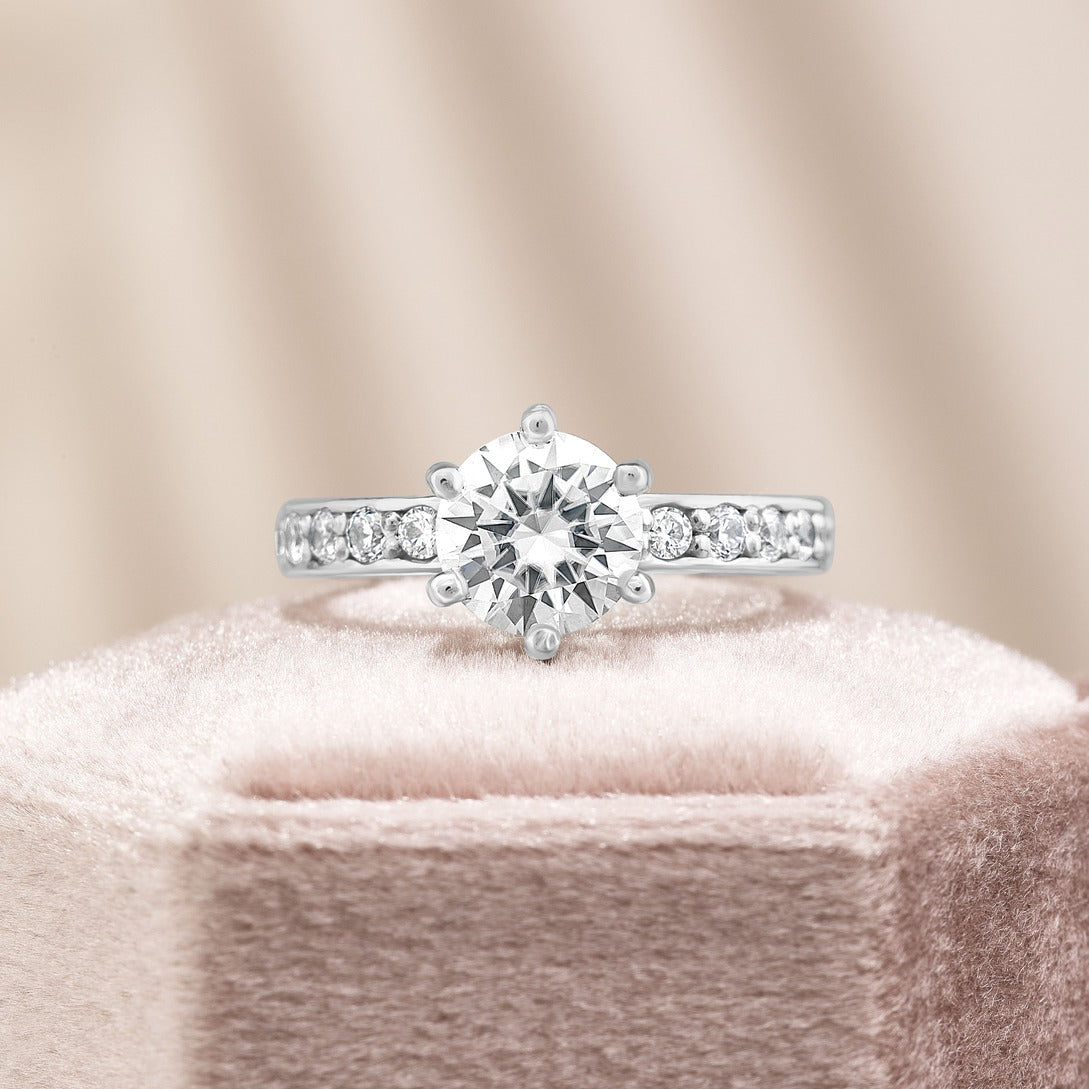 Mia 2.44 ct Lab Grown Round Cut Pave 6 Prong Diamond Engagement Ring