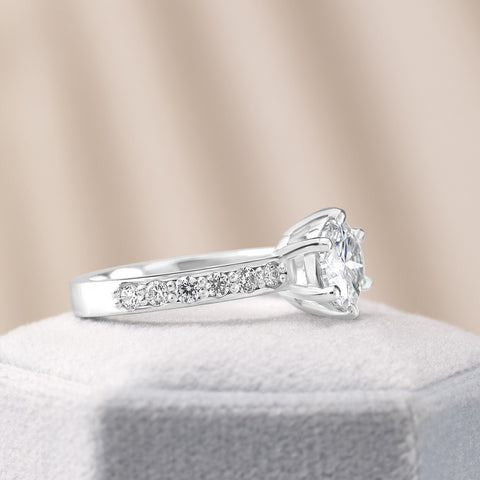 Mia 2.44 ct Lab Grown Round Cut Pave 6 Prong Diamond Engagement Ring