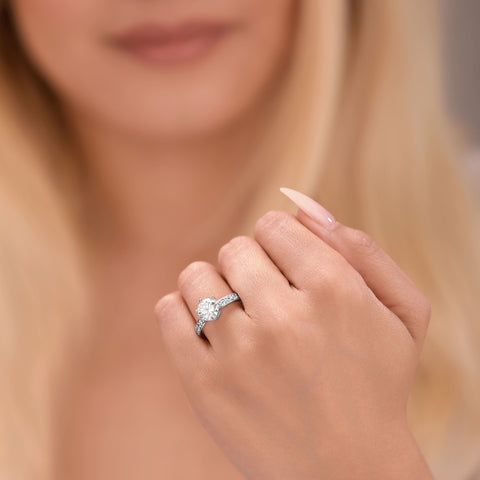 Mia 2.94 ct Lab Grown Round Cut Pave 6 Prong Diamond Engagement Ring