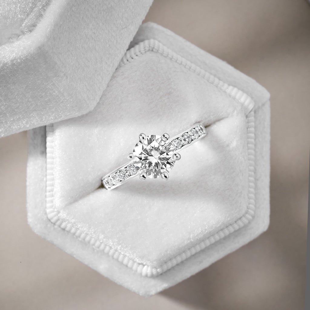 Mia 3.44 ct Lab Grown Round Cut Pave 6 Prong Diamond Engagement Ring