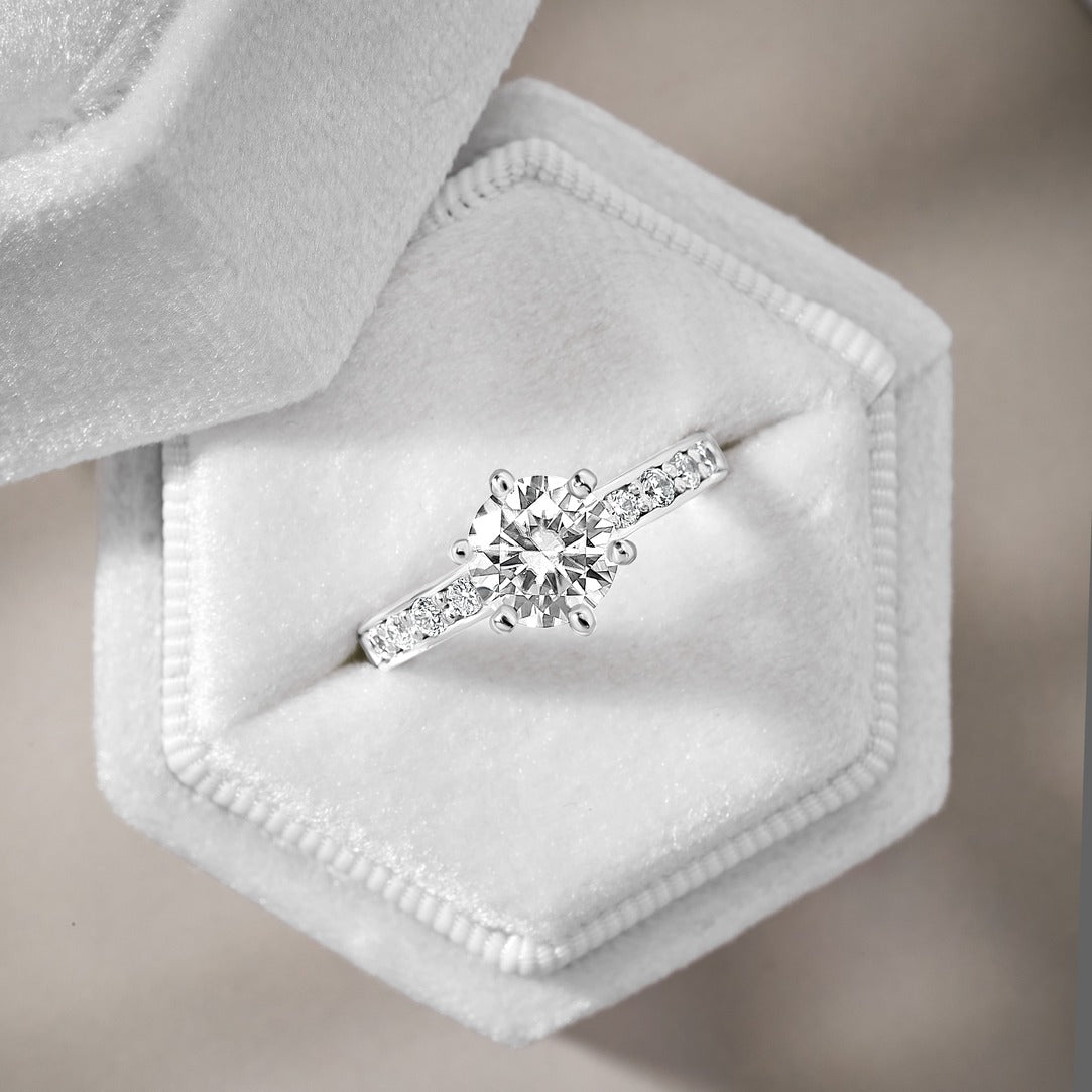 Mia 2.94 ct Lab Grown Round Cut Pave 6 Prong Diamond Engagement Ring