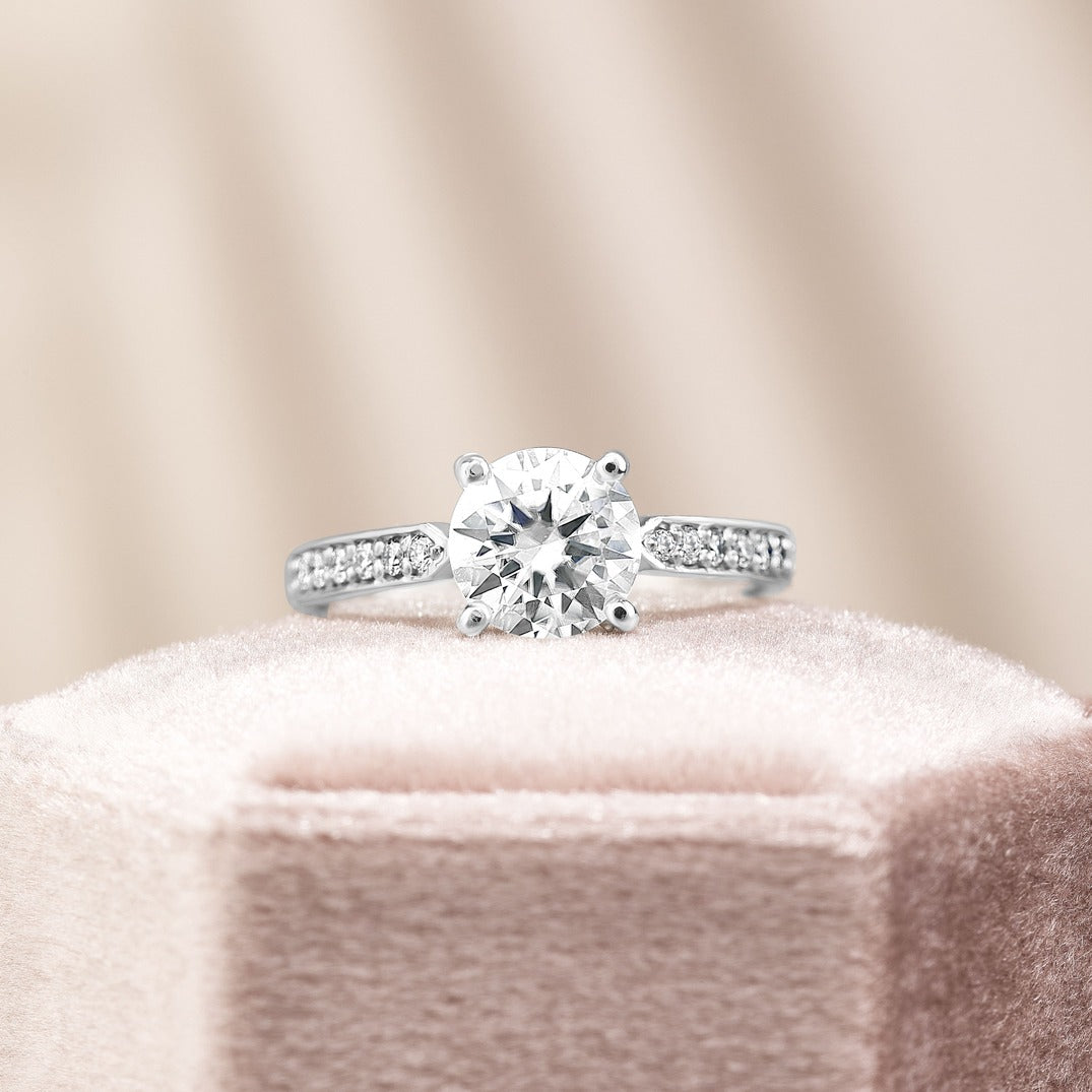Charlotte 3.27 ct Lab Grown Round Cut Pave 4 Prong Diamond Engagement Ring