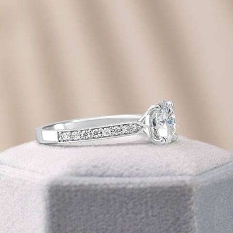 Charlotte 1.77 ct Lab Grown Round Cut Pave 4 Prong Diamond Engagement Ring