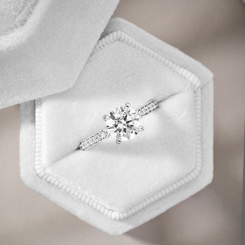Charlotte 1.77 ct Lab Grown Round Cut Pave 4 Prong Diamond Engagement Ring