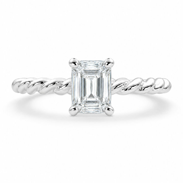 Renata 1 Carat Emerald Cut Solitaire Rope Engagement Ring